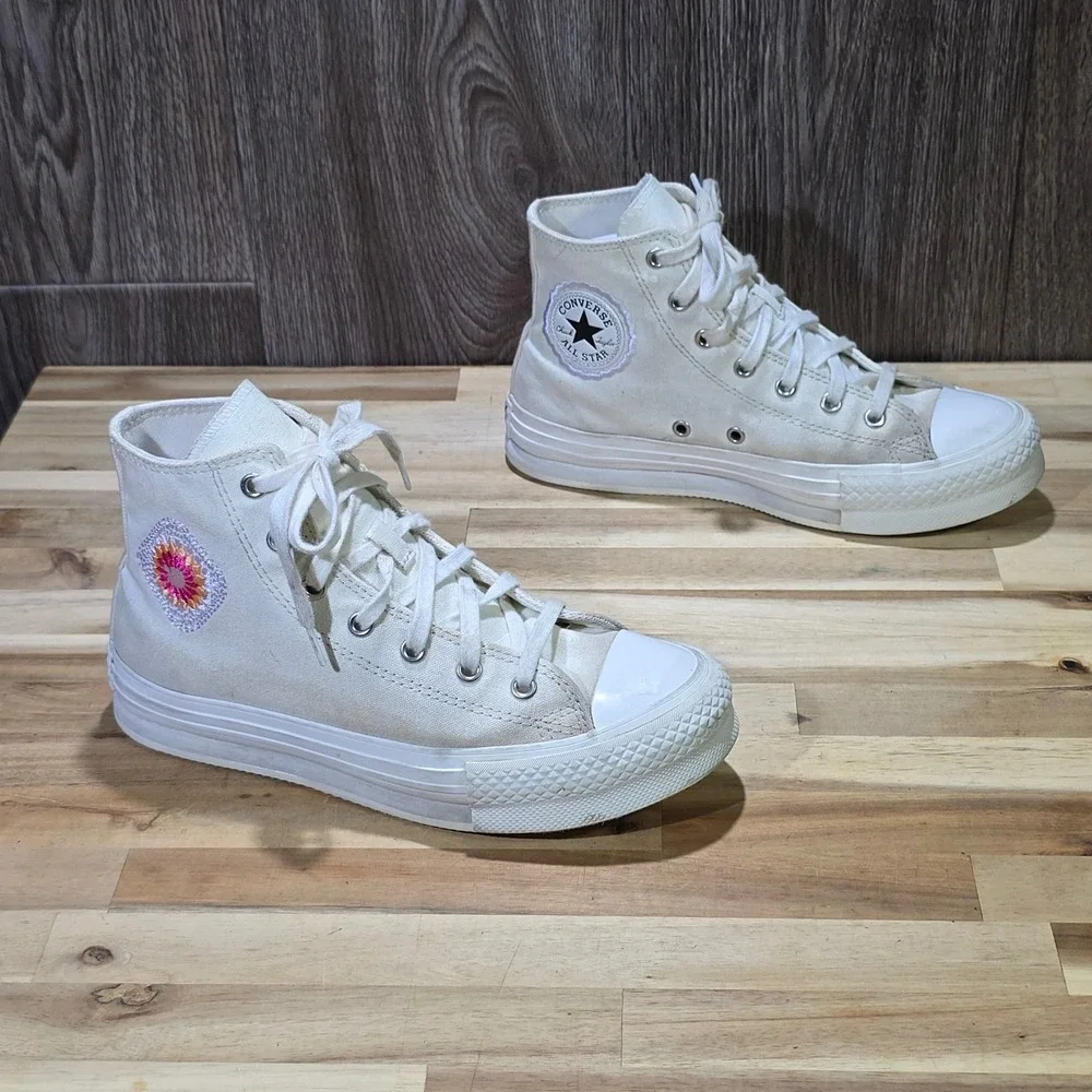 Converse Chuck Taylor All Star Lift Platform Crochet Kids 4.5 White A06084C‎